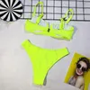 Sarı bikinis yular mayo kadınları brezilyalı bikini seti yaz plaj mayası için seksi tanga mayo kadınları kadınlar