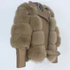 OFTBUY Real Fur Coat Vest Winter Jacket Women Natural Fox Fur Genuine Leather Outerwear Detachable Streetwear Locomotive