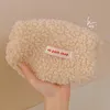 Mujeres suave lambsolla de maquillaje bolsa de maquillaje cremallera grande color sólido cosmético bolso de viaje maquillaje aseo bolso lavado bolsa de papelería bolsa de papelería