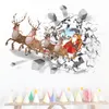 Wall Stickers Christmas Creative 3D Santa Claus Reindeer Car Removable Decals For Bedroom Living Room Restaurant Office