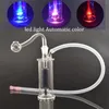 Mini brûleur à mazout en verre Bong Narguilé Conduite d'eau Lumière LED Recycleur Dab Rig attrape-cendres Bongs avec tuyaux et tuyaux de brûleur à mazout mâles de 10 mm