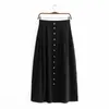 gonna lunga con spacco a vita alta donna autunno bottone maxi spacco arancione fondo casual gonne in cotone nero 210427