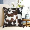 Cowhide Tan Texture Square Pillow Case Dekorativ djurpäls Leopard mönster Novelkuddtäcke Heminredning Kudde/dekorativ