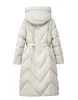 Simple 90 col en duvet de canard blanc avec chapeau femme 2021 grand manteau chaud de haute qualité en gros doudoune surdimensionnée taille étroite oui