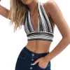 Donna Crop Top Camis estivi Scollatura profonda Blu Backl Tinta unita Versatile Crop Top Cami Cropped Sexy BlueTop Ropa Mujer X0507