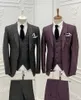 3 pièces beaux hommes costume mode Plaid mariage smokings manteau + pantalon + gilet pour homme Slim Fit marié porter