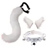 Oreilles de chat en peluche pince à cheveux queue de loup en fourrure avec faux cuir cloche cou collier ras du cou ensemble Anime Animal Cosplay Costume accessoires 1709613