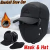 Mężczyźni Zimowe czapki ciepłe Faux Fur Bomber Hats Kobiet klapa do ucha twarz usta okładka wiatrowoodporna rowerowa czapka narciarska zagęszcza się sportami sportowymi czapki
