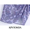 KPYTOMOA Femmes Chic Mode Avec Noeud Paisley Imprimer Wrap Midi Jupe Vintage Taille Haute Retour Zipper Femme Jupes Mujer 210621