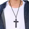 Pendant Necklaces Vintage Wood Cross Crucifix For Men Women Christian Gifts Jewelry With 90cm Rope Chain