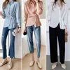 Blusas Mujer De Moda Długie Rękaw Bluzka Koszule Casual Luźne Kobiety Topy Biały Różowy Elegansy Vintage Sexy 316g 210420