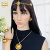 Dubaigold Geplated Africel Sieraden Set Ethiopian Haar Collier Clip Ring Haarspeld Armband Nigeriaanse Wedding Sets voor Dames H1022