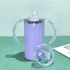 12oz昇華キラキラキッピーブランクレインボーカラーカップ子供用タンブラー真空絶縁牛乳ボトル二重壁ステンレス鋼の哺乳瓶エクスプレス