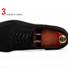 Luxury Suede Mens Brogue Oxfords Dress Shoes Genuine Cow Leather Black Pointed Toe Lace Up Male Formal Footwear Wedding Party