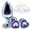 Sexo Anal Brinquedos Smooth Metal Butt Plug Set Ass Para Mulheres Cristal Jóias Coração Aço Erótico Massager 1211