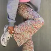 Y2K Tie Dye Imprimer Pantalon Long Femmes Casual Jambe Large Été Printemps 2021 Mode Lâche Taille Haute Vintage Pantalon Tout-Match Q0801