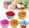 Silicone Cupcake Mote 5pc / Lot Heart Cakes Muffin Moulds Bakeware Non-stick Värmebeständig återanvändbar Kök Matlagning Maker DIY Cake dekorativa verktyg sn3037