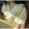Summer Girls Robe Femmes Coton Casual Manches courtes ES Femelle Vintage Solide Jaune Robe Boho Robe Femme Robe 210423