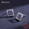 Echt 925 sterling zilveren eenvoudige geometrische vierkante oorknopjes voor vrouwen gift fijne korea stijl sieraden brincos 210707