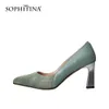 Zapatos de tacón SOPHITINA para mujer, zapatos de mujer de ante de chico genuino con punta estrecha y tacón súper alto y fino, zapatos de señora PK03 210513