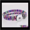 Charm Drop Lieferung 2021 Böhmische mehrfarbige Baumwollschnüre Armbänder Silber Farbe Ethnische Wrap Noosa Druckknopf Schmuck Frauen Aessories Pulseras