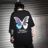 Gonthwid Butterfly Print Krótki Rękaw Tshirts Streetwear Hip Hop Casual Loose Fashion Tees Koszule Mężczyźni Harajuku Lato Topy Mężczyzna Y0322