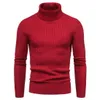 Rayé col roulé hommes chandails automne hiver pull tricoté hommes décontracté mince ourlet côtelé marque haut surdimensionné chaud pull 210524