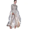 2022 Kardashian Cristaux de luxe Combinaisons de perles Robes de bal Pageant avec jupe détachable Col haut Perles à manches longues Sparkly Bl8439735