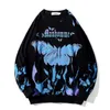 Butterfly Fire Flame Print Sweatshrit Mężczyźni Streetwear Hip Hop Casual Długim Rękawem Pulower Mężczyźni Hipster Hipster Moda Topy 210813