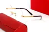 럭셔리 패션 무테 라운드 선글라스 금속 표범 머리 남자 여자 복고풍 디자이너 안경 원래 상자와 Adumbral 장식 나무