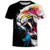 Mens Graphic T Shirt 3d Digital Funny T-shirt Boys Diy Pattern Streetwear Tees Breathable Casual Tops with Lion Pattern Wholesale Eur Size