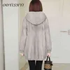 Höst vinter imitation mink sammet överrock kvinnor tjocka varma outwear hooded midlände faux päls kappa kvinnlig parka d369 211220