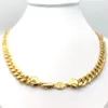 Męskie Miami Cuban Link Naszyjnik 18K ZŁOTA ZŁOTA 10 mm Stłoczona Męskie Długie 24 -calowe Hip Hop317y