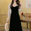 WERUERUYU Fall Winter Dress Women Casual Long Sleeve Ball Gown Dress Vintage Velvet Party Dresses Black Dress 210608