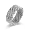 Gevlochten elastische geweven mesh band heren vingerring bulk sieraden 3 kleuren roestvrij staal 7,83 mm breedte (6 stuks / partij)