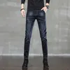 2021 Nya Mäns Jean Slim Casual Pants Full Length Fashion Business Stretch Byxor Man Brandbyxor Svart Blå Pantaloner X0621