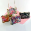 バッグ卸売カスタムプリントスモールミニクロスボディ透明アクリルクリアカラーボックス財布クラッチハンドバッグ女性