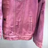 Korobov Höst Vinter Ny Ankomst Hit Färg Denim Jacka Harajuku Rosa Lila Patchwork Jean Coat High Street Bomer Jacka 79007 210430