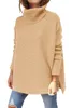 Femmes Coldurtleneck Panks surdimensionnés chute Long Batwing Sleeve Spilled Hem Tulover Pullover Pull Tops