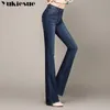 Printemps Slim Fit Plus Taille Flare Jeans Taille Haute Stretch Skinny Jean Vintage Bell-Bottom Pantalon Denim Pantalon Plus La Taille 210519