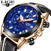 Lige horloge mannen mode quartz leger militaire klok heren horloges top merk luxe lederen waterdicht sport horloge relogio masculino 210527