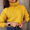 Autumn Winter Short Sweater Women Sticked Turtleneck Pullovers Casual Soft Jumper Fashion Long Sleeve Pull Femme 210917