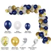 102 sztuk / zestaw Navy Blue Gold Balloons Garland Arch Kit Urodziny Dekoracji Chłopiec Baby Shower Latex Confetti Arche Ballon Supplies 210626