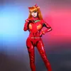 RoleCos Anime EVA Cosplay Cosplay Eva Asuka Langley Soryu Cosplay Traje Sexy Jumpsuit Mulheres Vermelho Bodysuit Halloween Headwear G0925