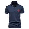 Zomer Katoen Polo Shirt Mannen Topkwaliteit Zakelijke Sociaal Mannelijke Polos Korte Mouw Eagle Borduurwerk Sporting Mens Polo 210623
