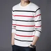 Pullover Männer Marke Streetwear Herbst Winter Casual Langarm Pullover Schwarz Männer Gestreiften Strickwaren Pull Homme Oansatz Kleidung 210603