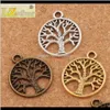 Ustalenia Komponenty Rodzinne Drzewo Życia Charms Pendantsantique Sier / Bronze / Gold Jewelry Drop Dostawa 2021 WMZHT