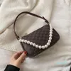 Akşam Çanta Retro Çiçekler Desen PU Deri Koltukaltı Baget Crossbody Çanta Kadınlar Için Boncuk Ile 2021 Omuz Çanta Ve Çantalar