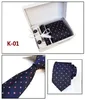 Bruiloft Partij Plaid Mannen Ties Set Extra lange maat 146cm * 8 cm Stropdas Navy Blue Paisley Silk Jacquard Geweven Neck Tie Pak