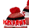 2021 BLACKHAWKS Hockey red Beanie North American Team Side Patch Winter Wool Sport Knit Hat Skull Caps a